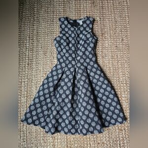 H&M SleevelessPolka Dot Jacquard Weave Fit & Flare Dress with pockets Sz 6